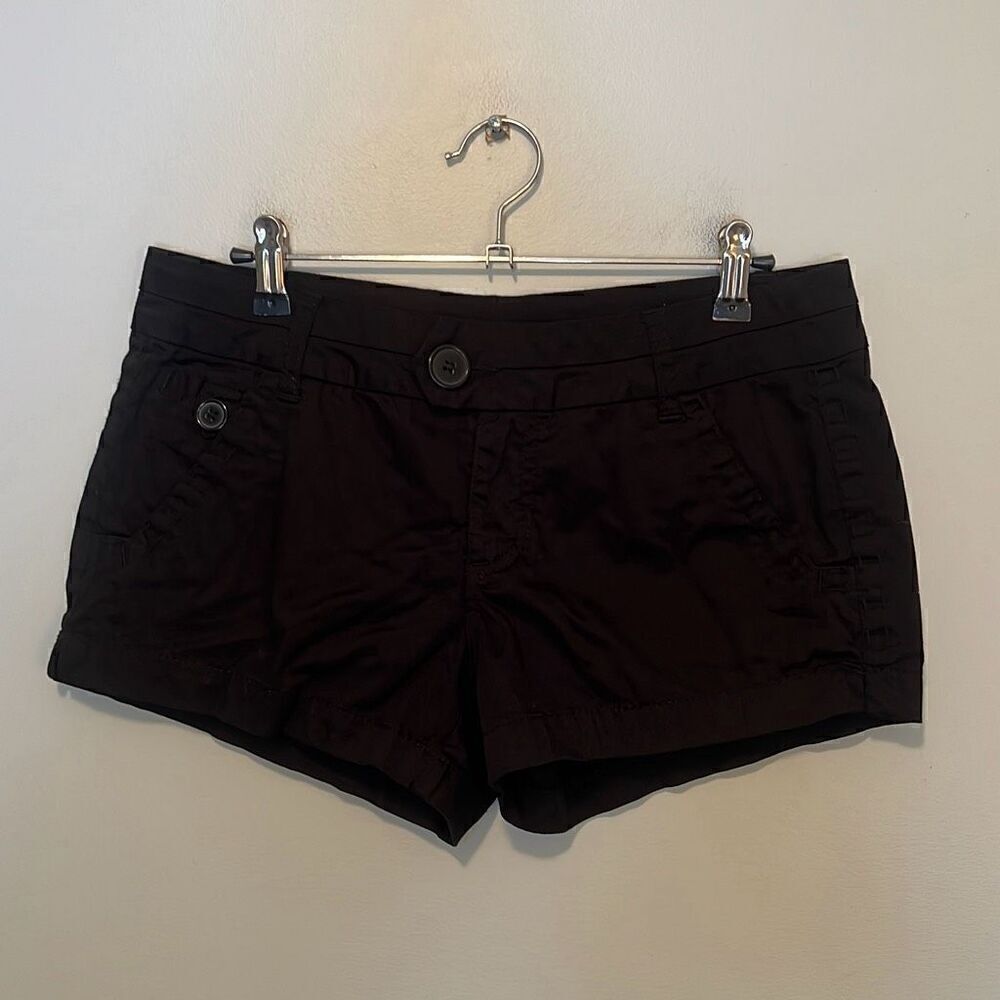 Free Style Revolution Womens Black Stretch Fabric Flat Front Chino Shorts